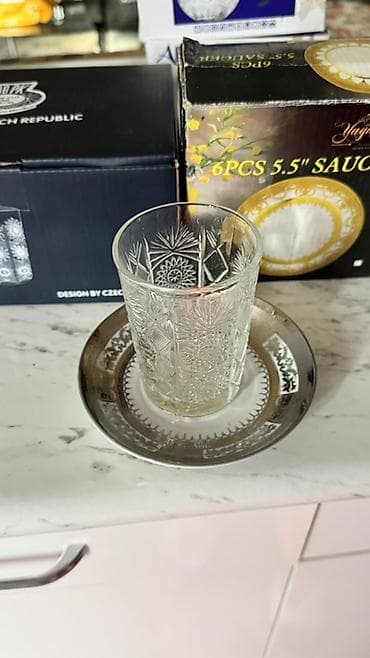 coca cola set serpi: Çay dəsti, Xrustal, 6 nəfərlik, Çexiya — 1