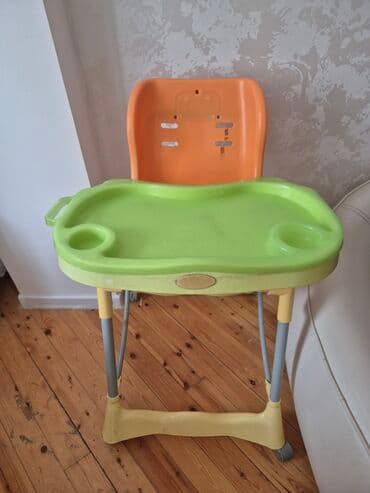 friso vom 800 qr qiymeti: Uşaq yemək kreslosu - Rəng: narıncı oturacaq, yaşıl stol üstü — 3