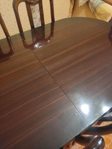 ucuz yazı masası: Qonaq otağı üçün, İşlənmiş, Açılan, Oval masa, 6 stul — 1