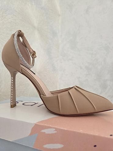 daban catlarina care: Zərif qadın yüksək daban ayakkabısı - Rəng: bej/nude - Model: sivri — 4
