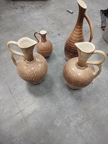 Əl işı keramik sürahilər dəsti - Material: keyfiyyətli keramika, şirə