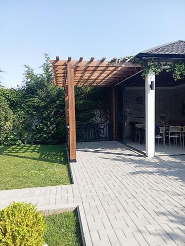 pavlonya ağacı satış: Açıq hava istirahət zonaları üçün dekorativ taxta pergola - Material — 4