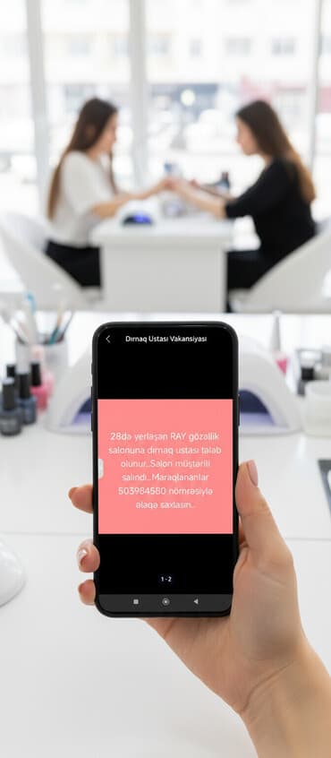 Otel, kafe, restoranlar: Vakansiya: Dırnaq ustası Məzmun: - 28-də yerləşən RAY gözəllik — 2