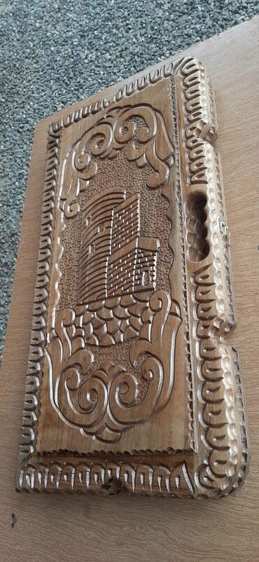 купить стол для бильярда: Taxta nəqşli nərd taxtası - Material: taxta və qoz agaci (əl oyma — 14