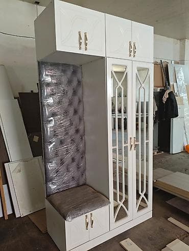 2 divan: Yeni, 2 qapılı, Güzgülü, Ağ, Açılan, Düz dolab — 2