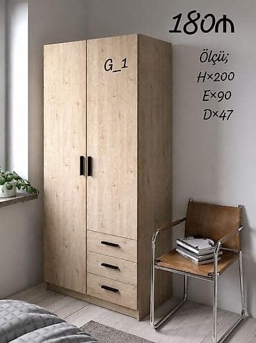 seyif qapi: İki qapılı paltar şkafı – G_1 modeli Ölçülər: H 200 × E 90 × D 47 sm — 1