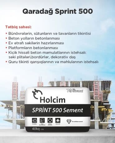 giper makina suvağı: Sement, A-Klass, M-400, Holcim, Pulsuz çatdırılma, Kredit var — 5
