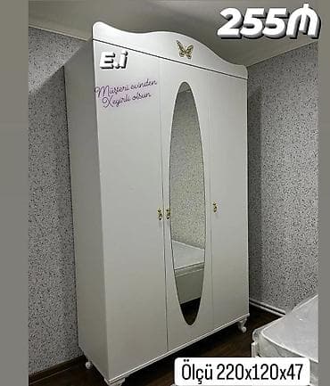 3 qapılı dolab – 255 AZN - Ölçü: 220×120×47 sm - Material: Rusiya