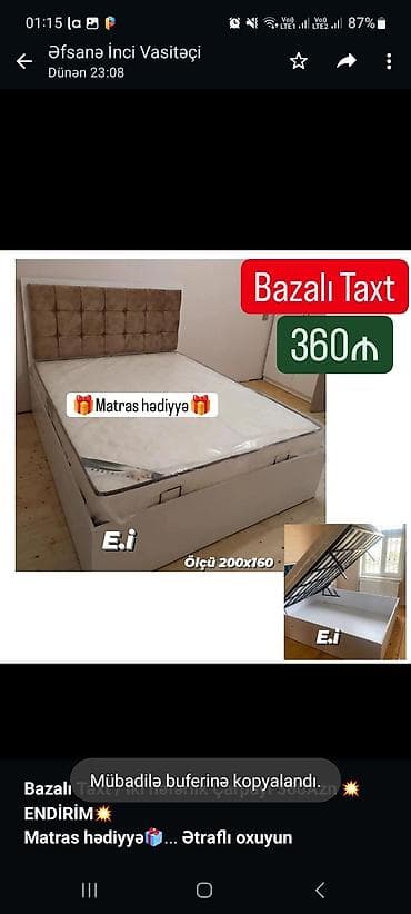*Bazalı Taxt / İki nəfərlik Çarpayı 360Azn 💥ENDİRİM💥* *Matras — 1