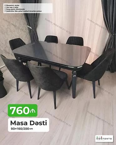 Masa Dəsti – 90×160/200 sm - Açılan mexanizm: stolun ölçüsü 160
