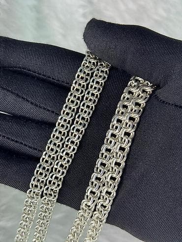 işci geyimi: Gümüş rəngli zəncir boyunbağılar - Material: metal ərinti, yüksək — 1