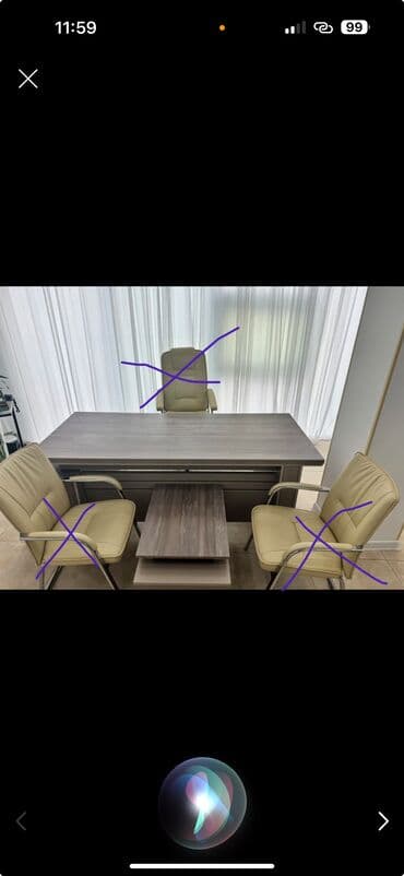 görüş ağacı: Ofis mebel dəsti Geniş iş masası: ağac teksturalı boz rəngli üst səth — 5