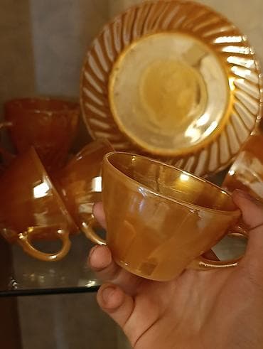 cay: Çay dəsti, rəng - Narıncı, Şüşə — 4