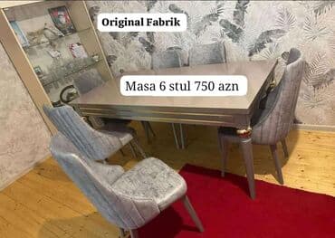 açılan masalar: Qonaq otağı üçün, Yeni, Açılan, Dördbucaq masa, 6 stul — 1