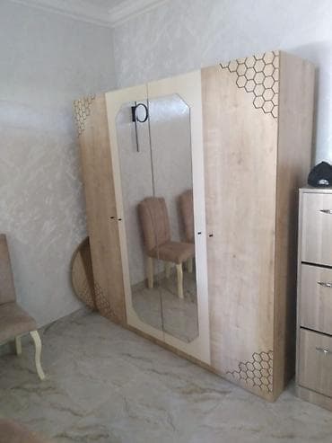 Geniş güzgülü şkaf - Material: ağac fakturalı laminat, açıq şabalıd