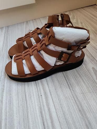 basanoşkalar 2023: Qadın sandaleti – qəhvəyi gladiator üslubu - Brend: Zara - Ölçü: 38 — 4