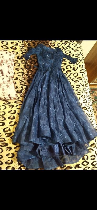 don sumqayit: Tünd göy rəngdə ziyafət/libas paltarı - Model: A-kəsim, ətəyi — 2