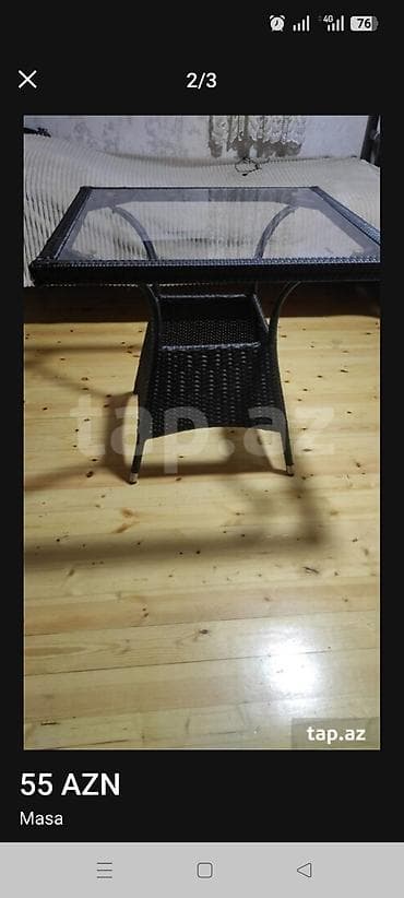 Balkon masası, Açılmayan, Şüşə, Kvadrat masa