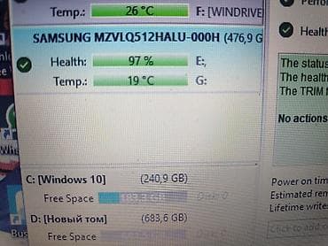 SSD diskləri: Daxili SSD disk Samsung, 512 GB, M.2, İşlənmiş — 2