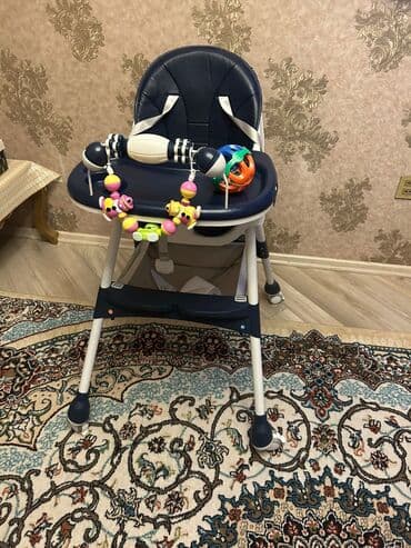 Rexsende…. Uşaq yemək kürsüsü/hündür stul - Rəng: tünd göy-ağ -