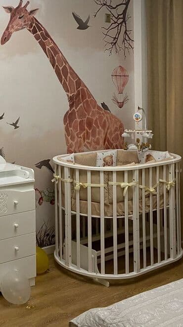 купить кровать трансформер: Oğlan və qız üçün, Yeni, Yumru, Beşik, Dəst ilə, Matras ilə, Yellənmə mexanizmsiz — 1