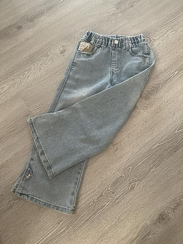 jeans salvar: Uşaq üçün cins şalvar - Rəng: açıq mavi (light wash) - Model: geniş — 3