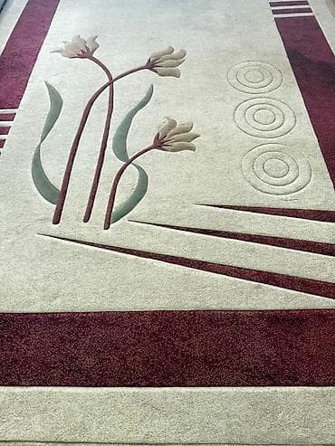 xalca uzərində şəkil: 5×3 Möhkəm, yumşaq xalça – dekorativ çiçək və həndəsi motivli dizayn — 3