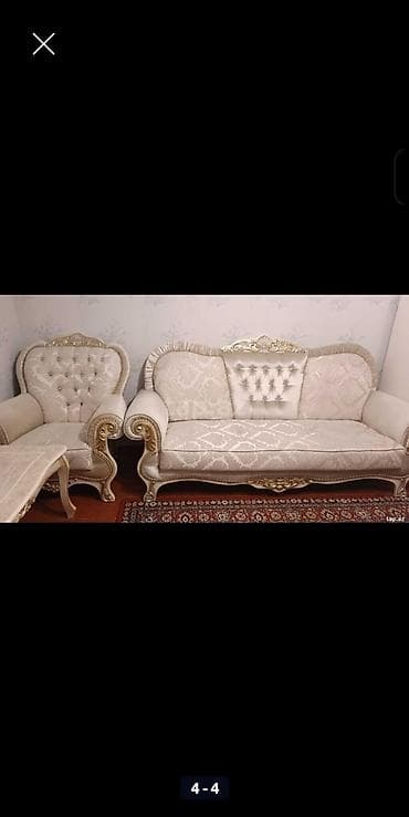stol stul ev üçün: Klassik üslubda qonaq otağı dəsti Tərkib: - 3 nəfərlik divan – krem — 1