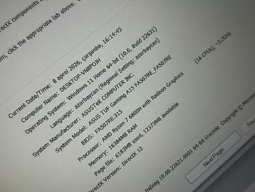 ssd 120: İşlənmiş ASUS TUF Gaming, 15.6 ", AMD Ryzen 7, 512 GB, Ödənişli çatdırılma — 4