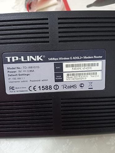 tp link modem satisi: TP-LINK TD-W8101G – 54Mbps Wireless G ADSL2+ Modem Router — 3