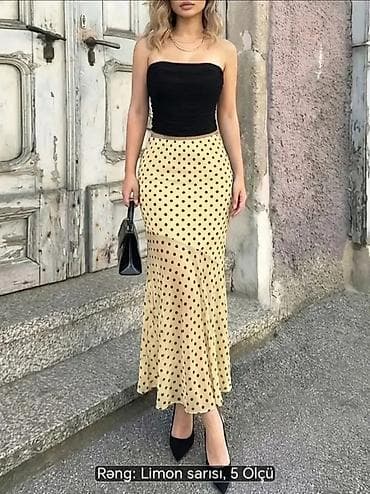 Qadın ətəyi – limon sarısı rəngdə, xırda qara xallı naxış. - Kəsim lalafo.az -da Qadın ətəyi – limon sarısı rəngdə, xırda qara xallı naxış. - Kəsim