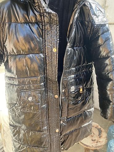 kids dres: Qara rəngli uzun şişmə kurtka Heç bir problemi yoxdu - Parlaq, suya — 2