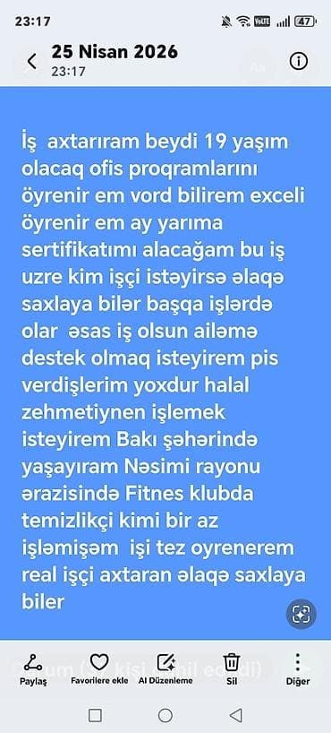 Köməkçi, Kişi, 19 yaş, 1 ildən az təcrübə, Tam iş günü