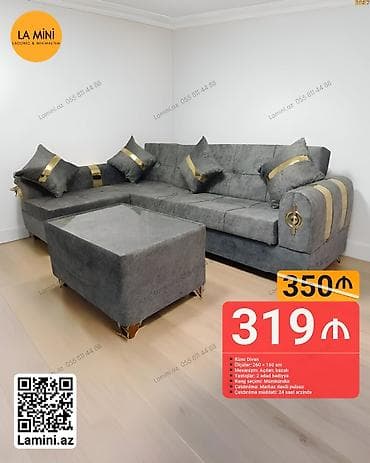 Künc divan dəsti - Ölçülər: 260 × 160 sm - Mexanizm: açılan, bazalı - — 1