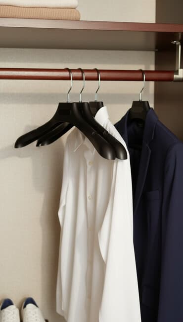 ev şəkilləri: 320 eded : Qarderob üçün möhkəm asılqan dəsti - Rəng: Qara - Material — 1