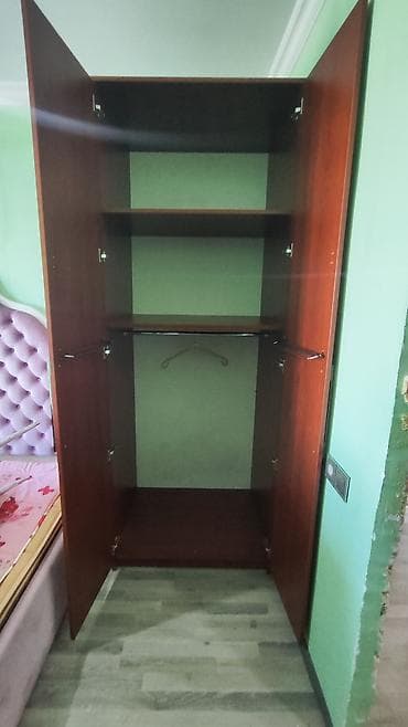 dehliz dolabl: 2 qapılı, Qəhvəyi, Taxta, Açılan, Düz dolab — 2