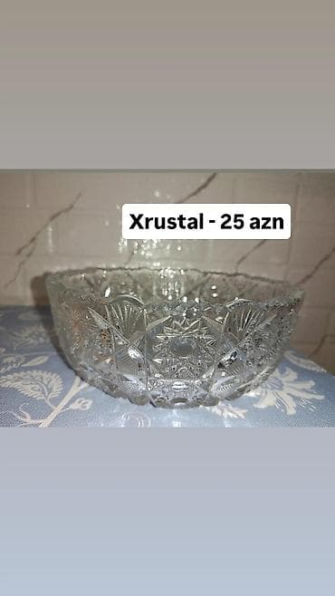 Xrustal qab – 25 AZN - Material: qalın kəsimli xrustal şüşə - Dizayn
