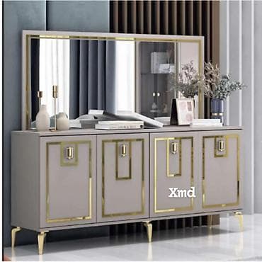 divar refleri: Modern konsol güzgü ilə - Dizayn: Zərif, minimalist xətlər; ön — 3