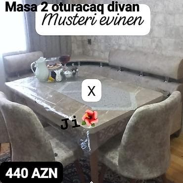 Mətbəx/qonaq otağı üçün yemək dəsti Komplekt: - Geniş düzbucaqlı masa — 1