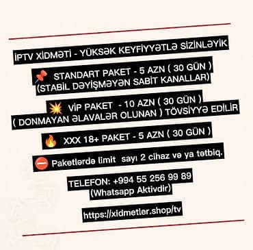 az dili 7: Stabil və sabit İPTV xidməti istəyənlər əlaqə saxlaya bilər. Qoş və — 1