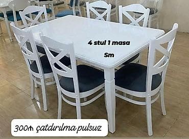 metbex stullari yeni: Mətbəx üçün, Yeni, Açılmayan, Dördbucaq masa, 4 stul — 2