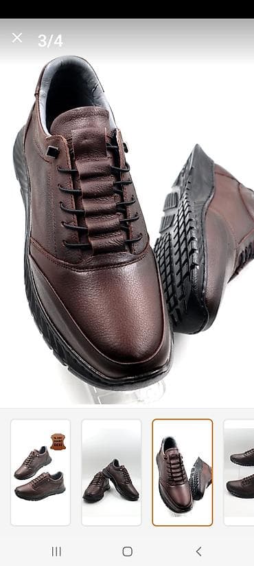 Мужская обувь: Kişi idman-stil ayaqqabısı – tünd qəhvəyi rəng - Material: 100% həqiqi — 5