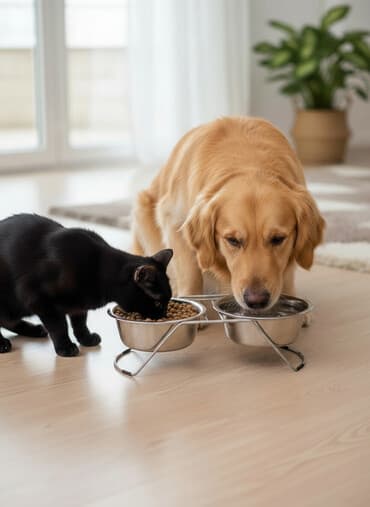 qus yuvasi duzeltmek: İki bölməli paslanmayan polad ev heyvanı qabı - Material: paslanmayan — 1