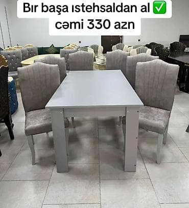 ofis stul: Mətbəx üçün, Yeni, Açılmayan, Dördbucaq masa, 6 stul — 1