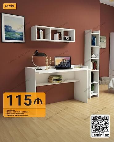ag masa: LA MINI yazı masası - Minimalist dizayn, ağ rəngdə - Ölçülər — 1