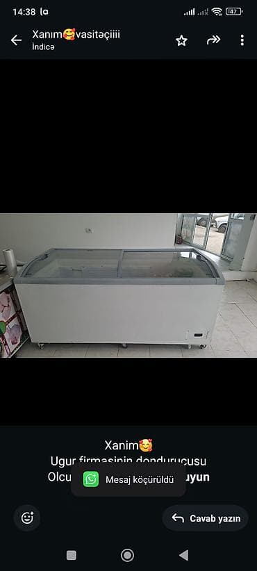 Soyuducu avadanlığı: Xanim🥰 Ugur firmasinin dondurucusu Olcu 1.85 /85 Qiymet 1100 azn Unvan — 1
