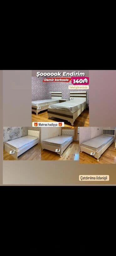 madeyra tek carpayi qiymetleri: Yeni, Təknəfərlik çarpayı, Bazasız, Matras ilə, Siyirməsiz, Azərbaycan — 1