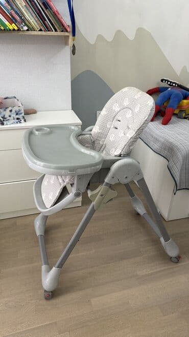 Uşaq yemək stulu - Rəng: boz - Yumşaq, yuyula bilən oturacaq örtüyü