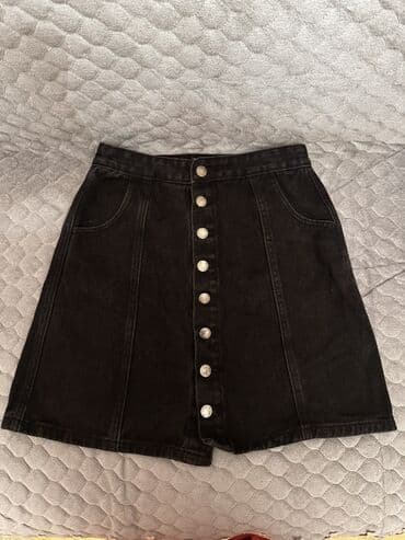 karandaş ətək: Qara cins yubka - Material: qalın denim (cins) - Rəng: tam qara - — 1