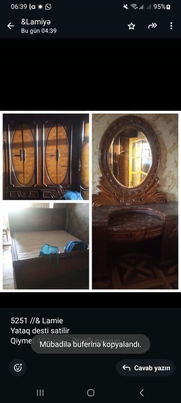 taxtı: 5251 //& Lamie Yataq desti satilir Qiymet 450 azn Evden tecili — 1